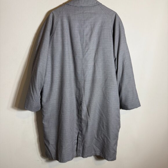 London Fog Houndstooth Overcoat Maincoat Men's 44R Gray Faux Fur Lined Formal - Picture 9 of 15